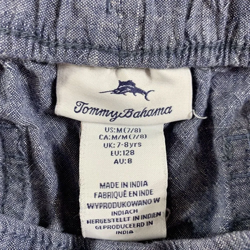 Boys‎ Tommy Bahama Light Blue Cotton Pull Up Shorts Size 7-8 (READ)